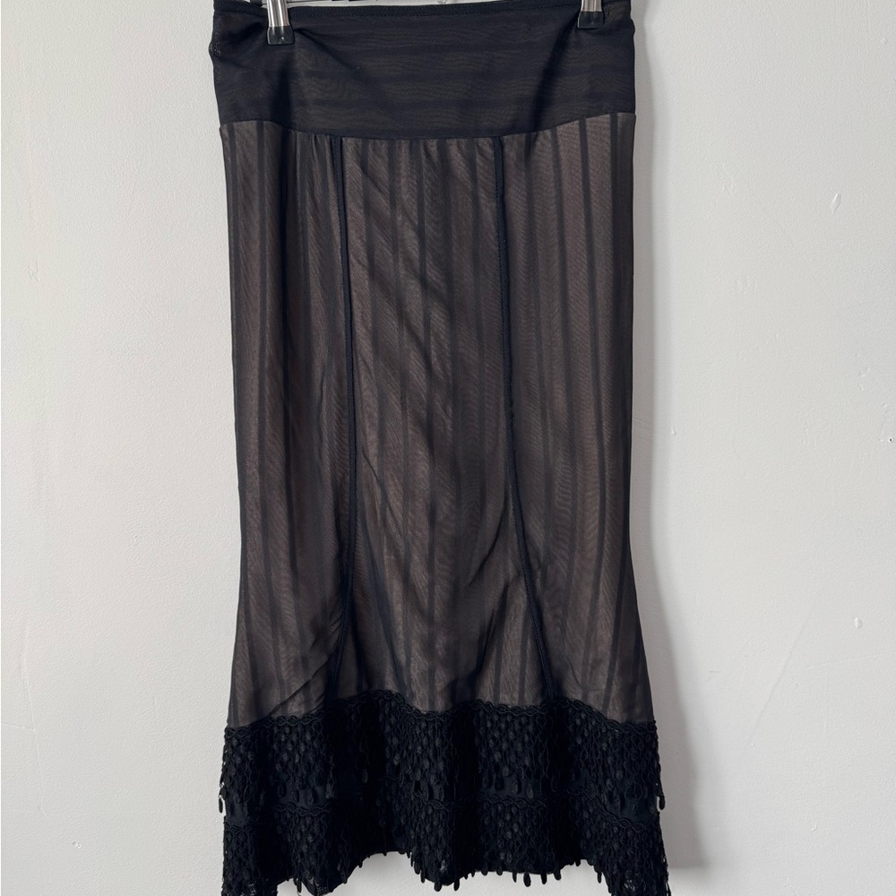Catherines Black Sheer Midi Skirt